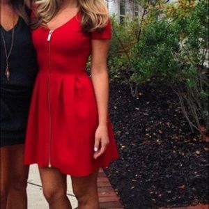 French fashion brand, Maje, red zipper dress